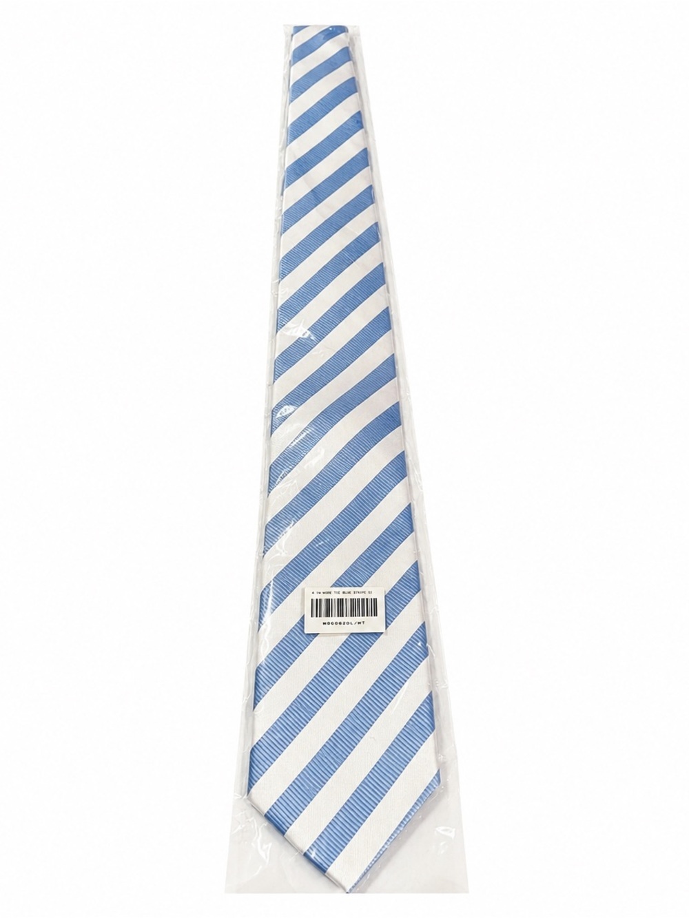 Men's Tie Carolina Blue White Diagonal Stripe Woven Polyester HPI Direct 59" - Picture 4 of 5